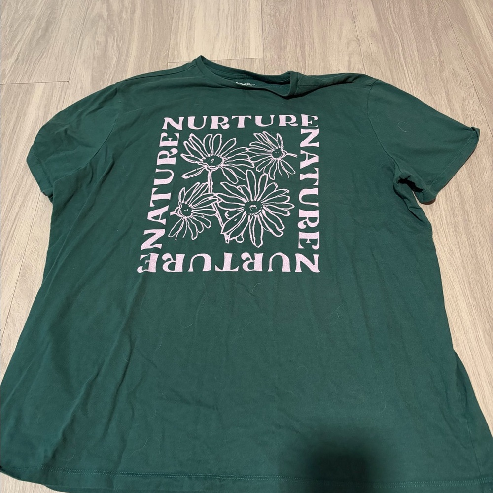 Goodfellow & Co Forest Green Tee with Pink Graphic